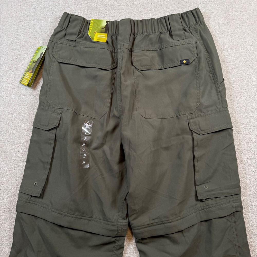 NEW Boy Scouts of America Men Small Green Relaxed Fit Convertible Uniform Pants - Picture 5 of 9